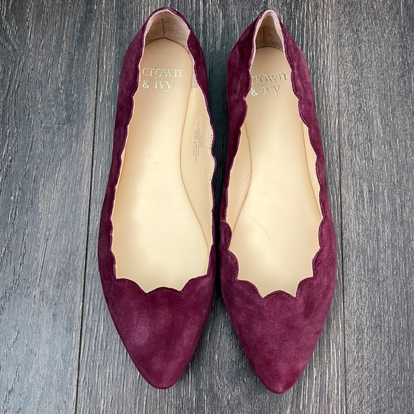 Crown & Ivy Suede Scalloped Flats - Picture 2 of 9